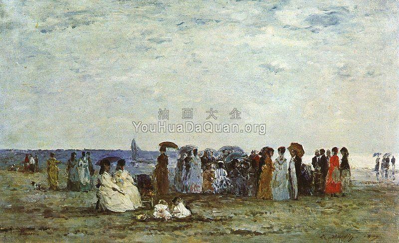 Bathers on the Beach at Trouville - 尤金·布丹